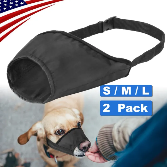 2x Dog Muzzle Mask Nylon Adjustable Pet Mouth Grooming Anti Stop Bark Bite S/M/L