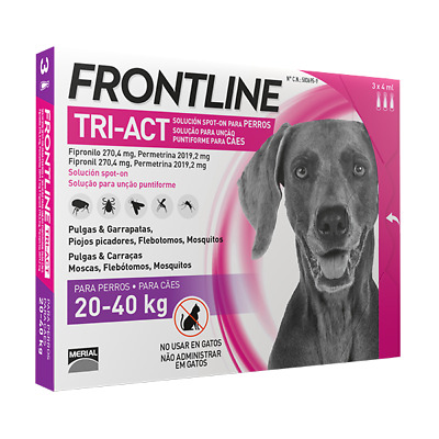 Frontline Tri Act Cane da 20 a 40 kg Antiparassitario Cani Tri-Act AntiPulci .