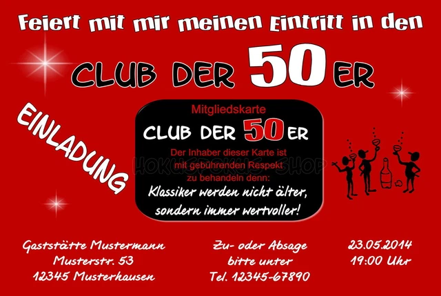 10 EINLADUNGSKARTEN GEBURTSTAG Einladungen Geburtstagseinladungen Club