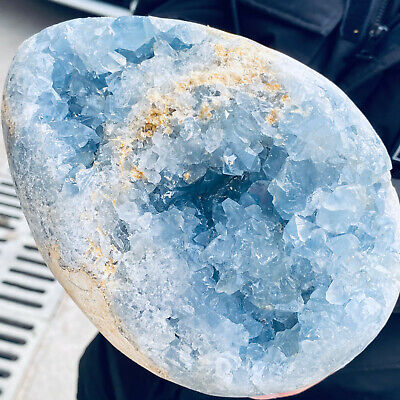 9.94LB  Natural blue celestite geode quartz crystal mineral specimen healing.