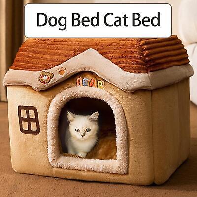 Mini Pet Cat Dog House Kennel Puppy Soft Sleeping Cave Bed Mat Pad Winter Nest-