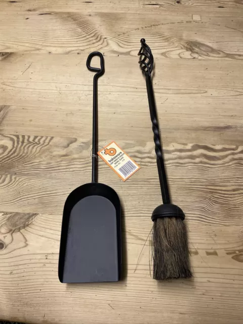 Twisted Top Brush And Loop Handled Shovel Hearth Tidy Black Bakaware