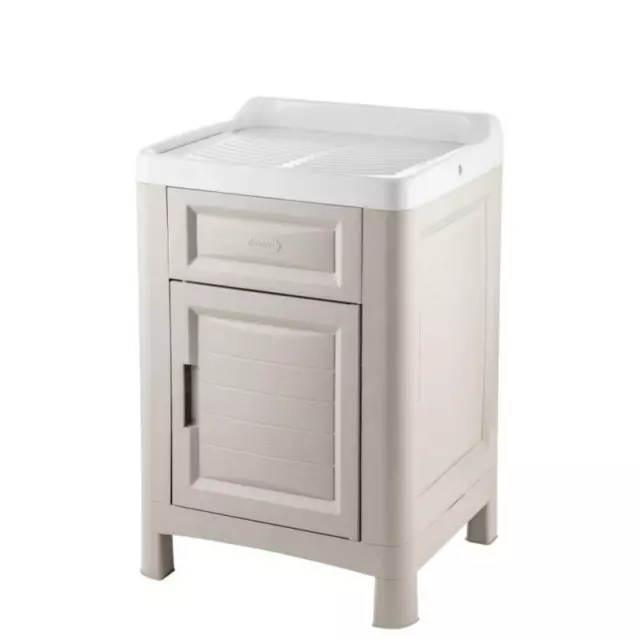 Mobiletto Mobile Bagno Lavatoio In Resina 60X51 H89 Cm Artu' Sabbia