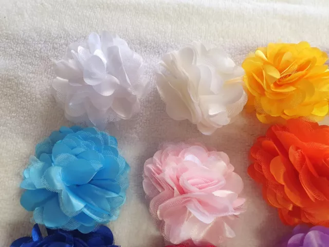 Joblot 32 pcs Mixed colour Faux Silk flower hairclips/broach New wholesale G 2