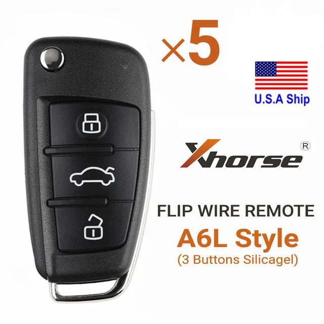 5x Xhorse Universal Wire Flip Remote Key Fit For Audi A6L Q7 3 Buttons XKA600EN