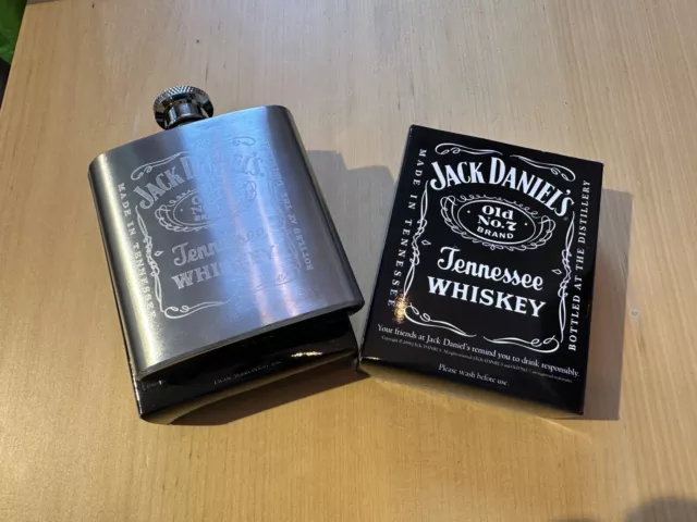 Official Jack Daniels Stainless Steel 3oz Hip Flask - In box