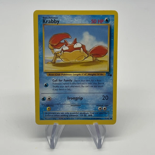 POKEMON CARD KRABBY fossil set ERROR MISPRINT 51/62 RARE Great