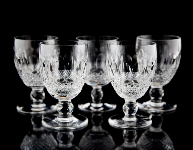 Waterford Colleen Water Goblet Glasses Set of 5 Elegant Vintage Crystal Stemware