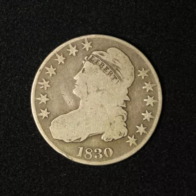 1830 50c Capped Bust Silver Half Dollar - Free Shipping USA