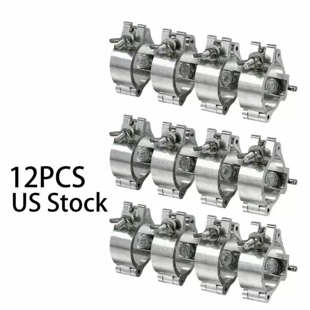 12PCS 2'' Stage Par Light Clamps Hook O Clamp Aluminum Truss Load Silver 220lbs