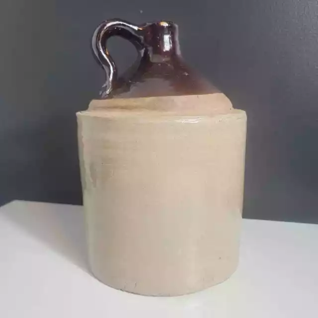 Large Vintage Jug Two Tone Stoneware Whiskey Pitcher