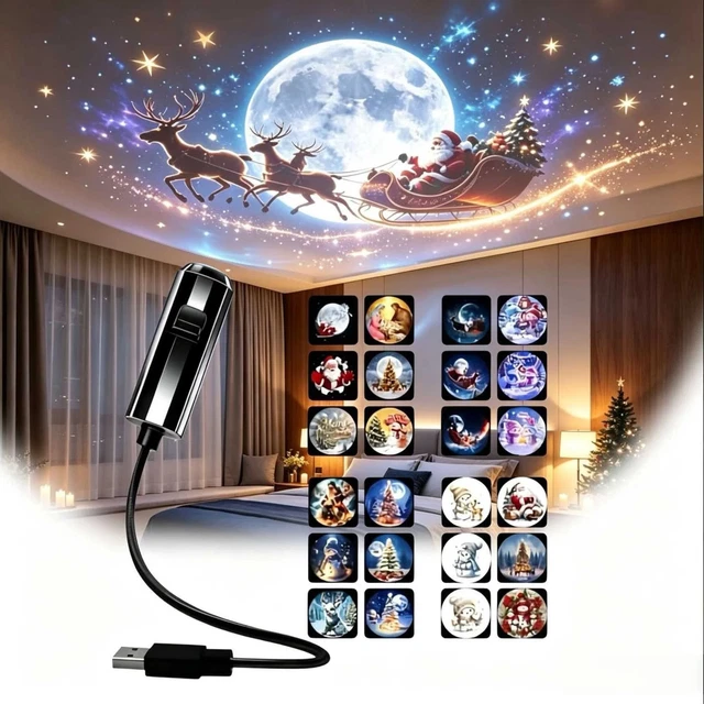 Tree Led Night Light CHRISTMAS LED PROJECTOR Light Santa Tree Patterns Adjustable 24Night ...