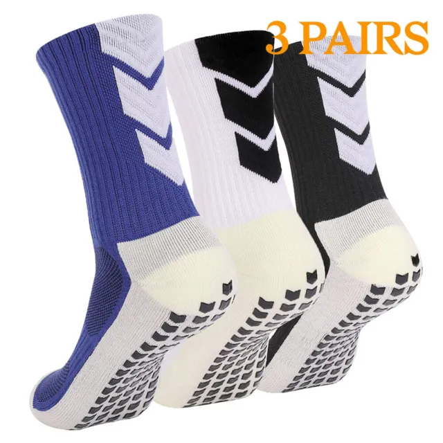 3Pair Anti Slip Non Skid Slipper Hospital Socks with grips for