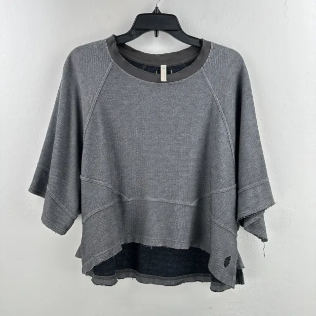 Free People Movement Womens Cotton GRAY Oversized Crop Top XS TEXTURE