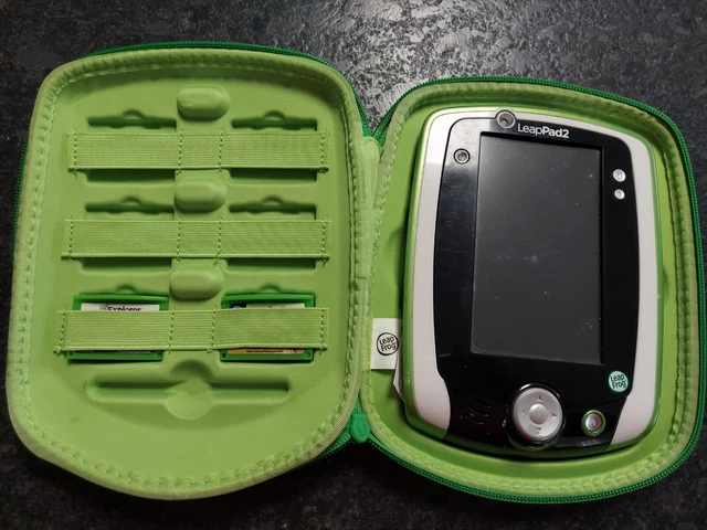LeapFrog LeapPad2 Kids Tablet Green w/ Green Case & 2 Games Tested & Works