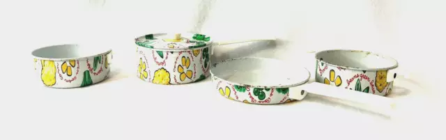 Vintage Child's Pretend Play Kitchen Aluminum Cookware Pots Pans  5 Pieces