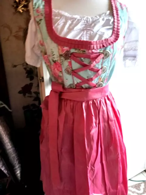 US 16,Oktoberfest,Germanfest Dirndl Dress,3-pc,Mauve,Hearts,Scarlet Darkness