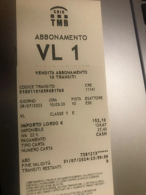 Subscription for 8 Montebianco Car Transits Subscription for 8 Montebianco Car Transits