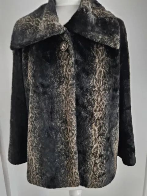 Ladies Per Una Faux Fur Jacket Coat Size Medium (12-14) Brown Winter Christmas