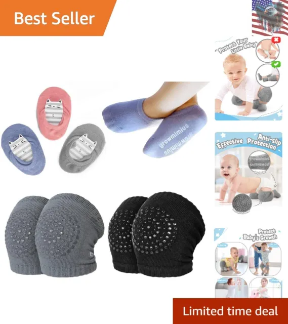Baby Knee Pads & Socks Set - Protects Knees & Feet - Anti-Slip Design - 5 Pairs