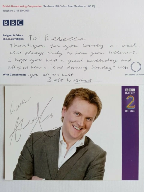 Aled Jones, Radio Broadcaster & Singer, Hand Signed Photo Card & Comp Slip, Vgc 2