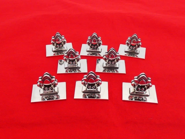 Set of 8 Vintage Kuyeda .950 Sterling Acorn Pattern Place Card Holders KZ-5