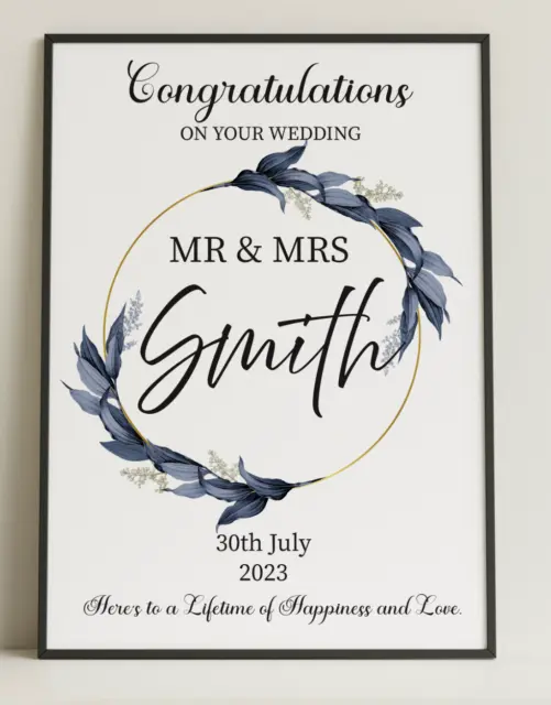 Personalised Mr And Mrs FRAMED Wedding Gifts For Couple Wedding Day Gift SP13