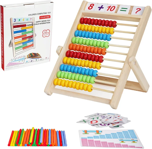 Diompirux – Boulier Et Cadre De Comptage En Bois Avec 100 Baguettes Et 100 Cartes Numériques – Jouet Éducatif Dès 3 Ans