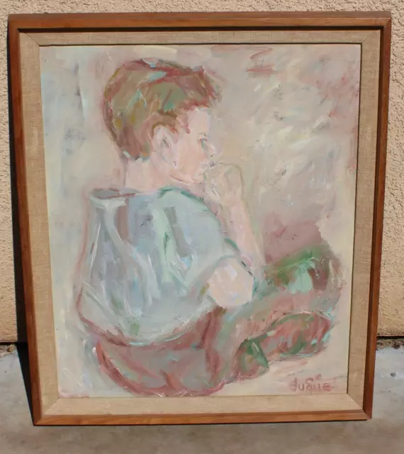 Artist Unidentified Mid Century Impressionist Seated Boy Thinking oil painting