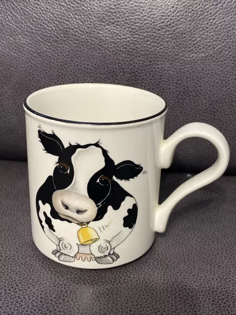 Vintage Arthur Wood White Black Cow Back & Front Mug Cup Ceramic Made In England