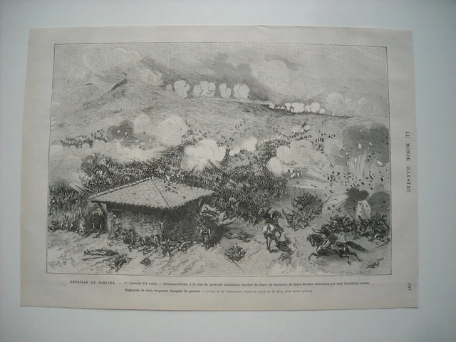 Gravure 1877. La Guerre. Bataille De Schipka. Suleiman-Pacha A La Tete De Quaran