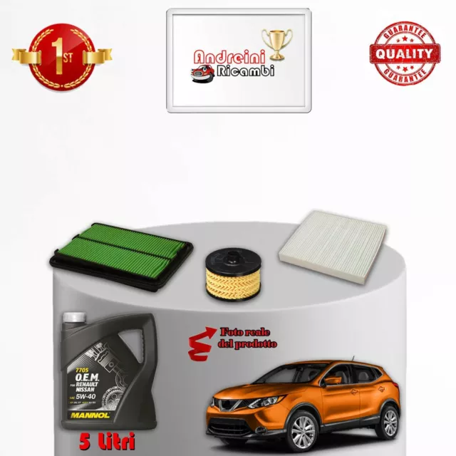 Kit Tagliando Filtri + Olio Per Nissan Qashqai Ii 1.2 85Kw 116Cv Dal 2014 ->