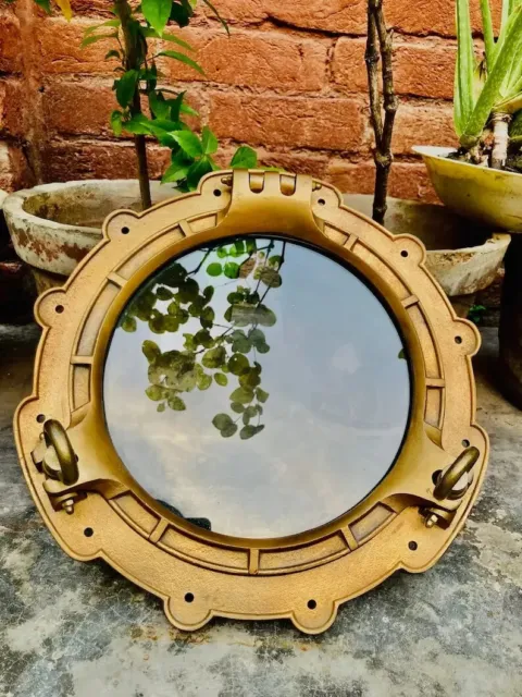 Nautical Antique Brass Port Hole 15" Maritime Wall Window Heavy Canal Boat Gift