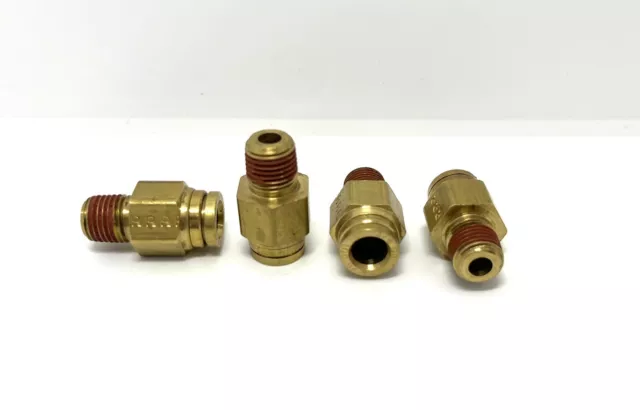 Lot of 4 PARKER AQ68 DOT 6X6 3/8" NPT TO 3/8" PUSH-TO-CONNECT HOSE ADAPTERS