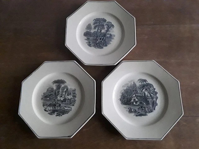 3 Anciennes Assiettes Octogonale Desarregeumines