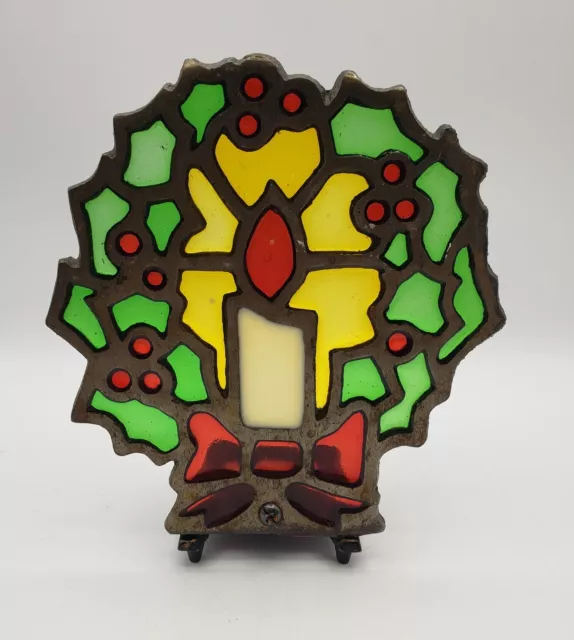 Vela de hierro fundido acebo baya de vidrio de colección votivo Navidad