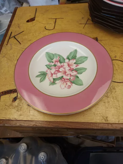 GREENBRIER HOTEL RESORT 10.5 inch PINK W/GOLD PLATES DOROTHY DRAPER RHODODENRON