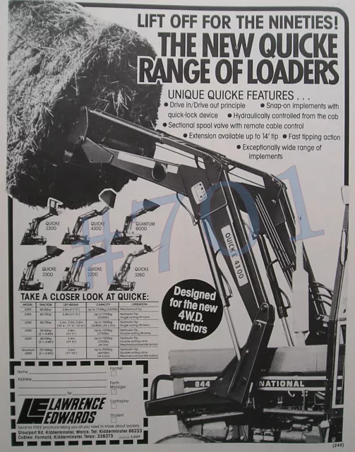 LAWRENCE EDWARDS QUICKE Tractor LOADER RANGE ADVERT Original 1983 Advertisement