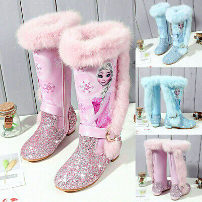 Frozen2 Kids Girls ELSA  Princess Cosplay Party  Plush Fleece High Boots