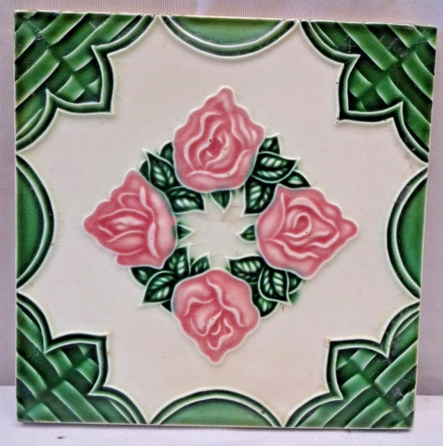Tile Majolica M S Tile Works Japan Vintage Ceramic Porcelain Collectibles # 227