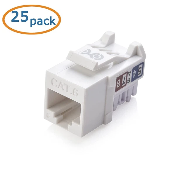 CABLE MATTERS UL Listed 25Pack Slim Profile 90 Degree Cat 6, Cat6 RJ45