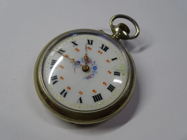 ANCIENNE CHAINE MONTRE ARGENT Gousset Grosses Mailles Gourmette Minerve