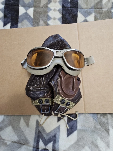 Wwii Us Naf 1092 Flight Helmet W/An 6530 Goggles Wwii Us Naf 1092 Flight Helmet W/An 6530 Goggles