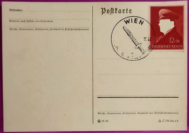Postkarte Deutsche Reich   1939 als Ganzsache mit Sonderstempel Wien
