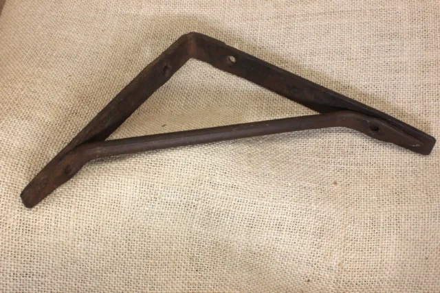 Old Shelf Bracket Support Rat Tail Heart Tip Wrought Iron Vintage 7 1/4 X 6 3/4"
