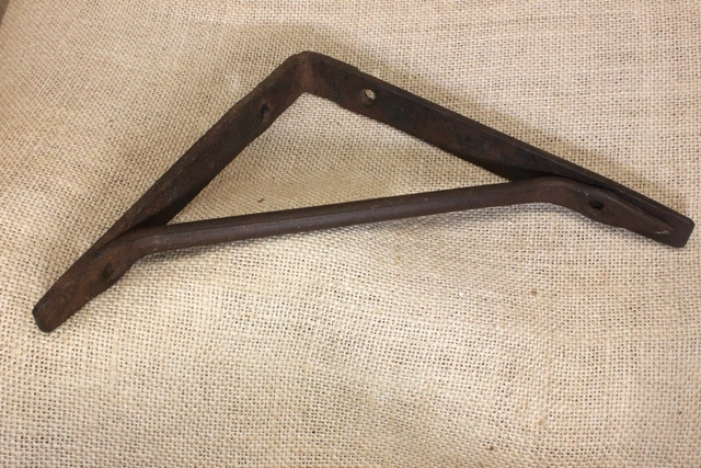 Old Shelf Bracket Support Rat Tail Heart Tip Wrought Iron Vintage 7 1/4 X 6 3/4"