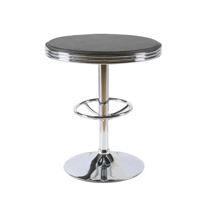 Best Master Furniture California 25" Metal Swivel Bar Table in Black/Chrome