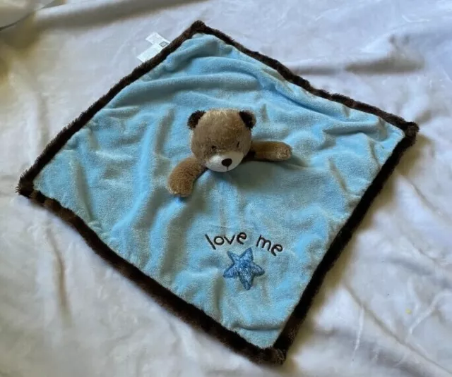 Carter's Baby Plush Blue Bear Star Love Me Security Lovey Blanket Satin