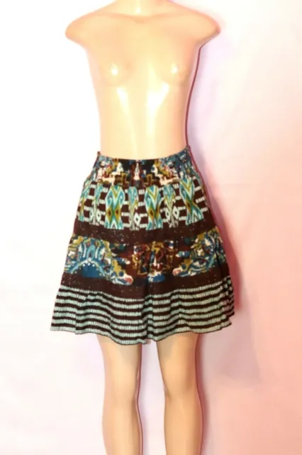 Brand New Fire Los Angeles Blue Multi Color Peasant Mini Skirt Size Xlarge