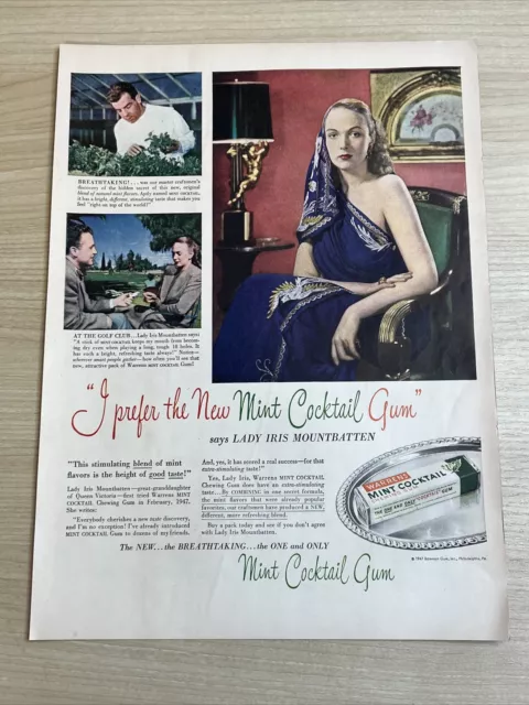 Warrens Mint Cocktail Chewing Gum 1947 Vintage Print Ad Life Magazine